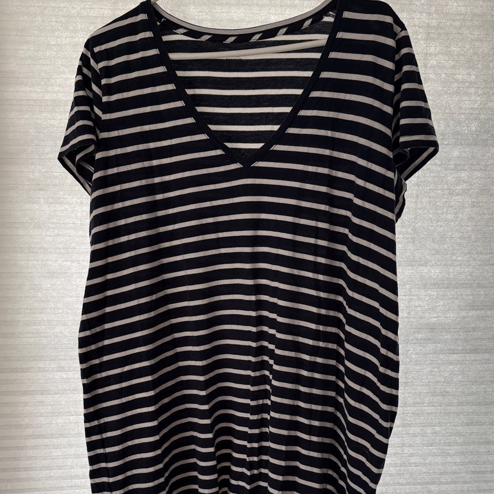 Classic Navy & White Striped V-Neck Tee dress
